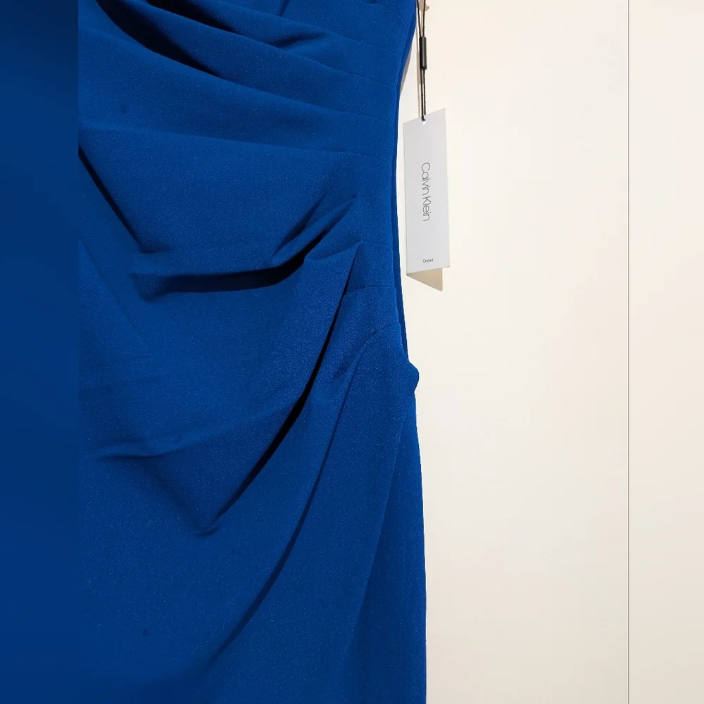 CALVIN KLEIN ROYAL BLUE WOMEN'S SLEEVELESS STARBURST SHEATH DRESS - Picture 4 of 10